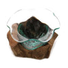 Recycled Beer Bottles - Large Fancy Sweet Bowl on Wood Blue