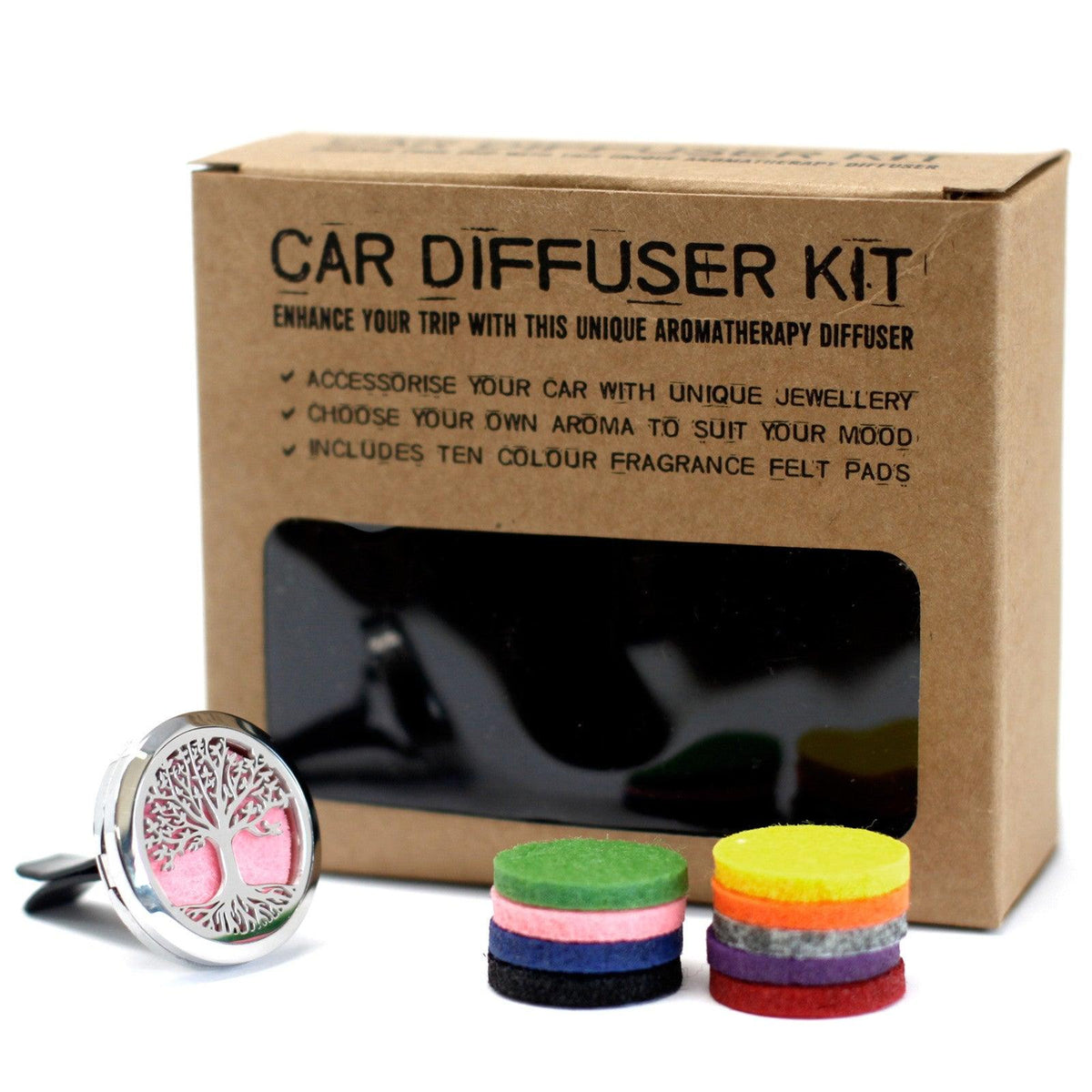 AW GIFTS Car Diffuser Kit with Tree of Life design, 30mm accessory for scent diffusion in vehicles.