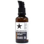 AW Gifts Roman Gladiator beard oil for hair care, 50ml bottle with detailed label and natural ingredients visible.