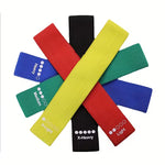 Set of four colorful TEMU fitness resistance bands for full-body workouts, stretching, and home gym exercises.