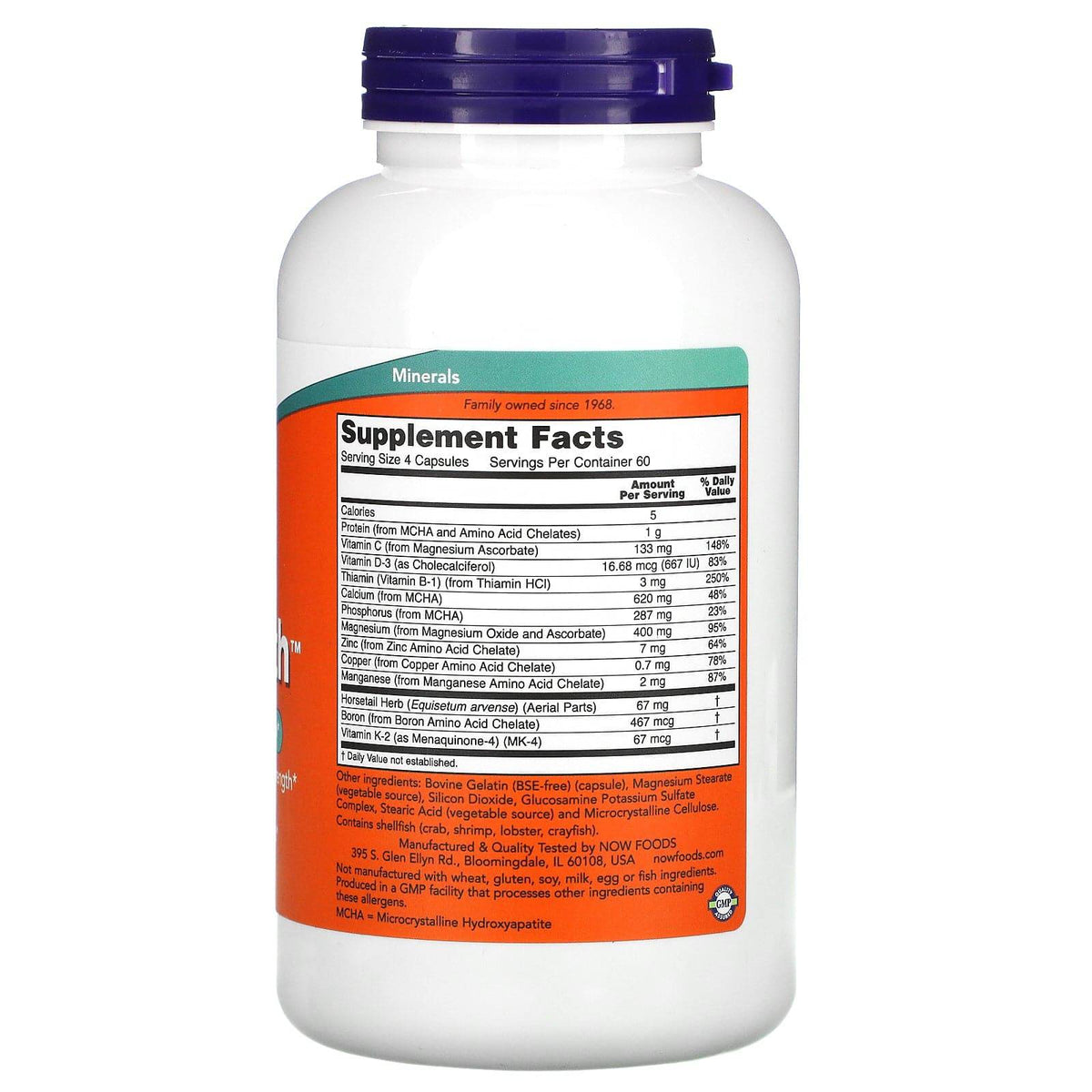 MKSTAVRINOS Bone Strength supplement bottle with 120 capsules, dietary supplement for healthy bones and joint support.