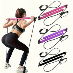 Portable Pilates Bar Kit with Resistance Bands, Exercise Bar, Latex Cords – Ideal Fitness Equipment for Home Workouts, Yoga, Strength Training, and Full-Body Exercise