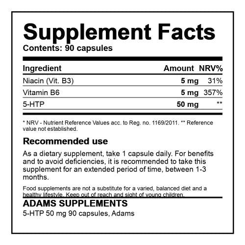 Adams Supplements 5-HTP 50 mg Capsules | 1 capsule per serving