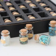 55pcs Natural Crystals Gemstone Bottles Set, Crystal Tumbled Stones Kit For Gift