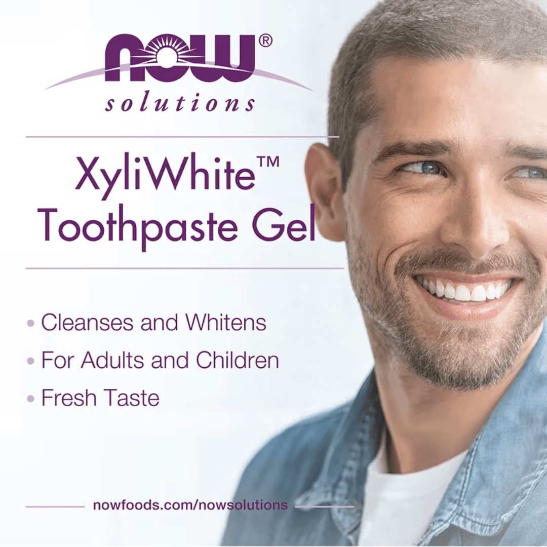 MKSTAVRINOS XyliWhite Toothpaste Gel with coconut oil and mint flavor, 1 oz, for fresh breath and oral hygiene.