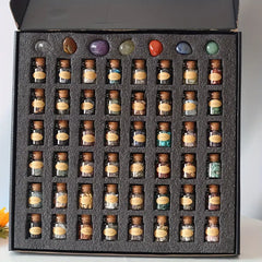 55pcs Natural Crystals Gemstone Bottles Set, Crystal Tumbled Stones Kit For Gift