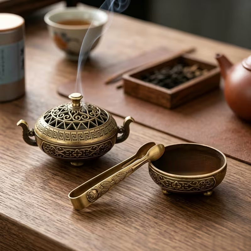 Vintage-Style Ornamental Incense Burner Set