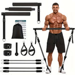 TEMU 12-piece adjustable Pilates bar kit with 4 resistance bands, includes 30 and 50 lbs bands for home fitness workouts.