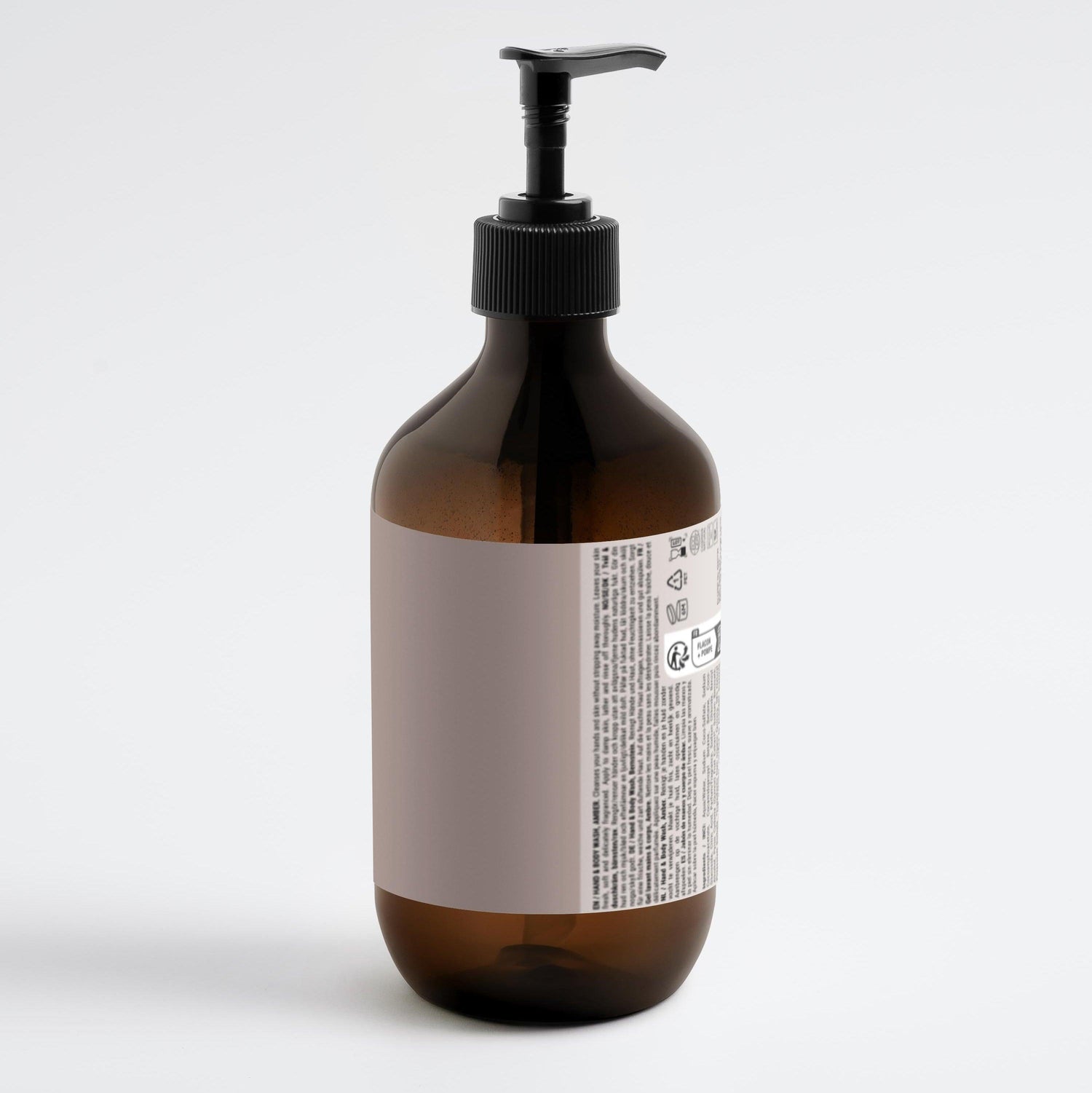 SELFNAMED Longevity Hand & Body Wash with Patchouli and Amber Vanilla in a 490ml bottle, showing the creamy liquid and pump dispenser.
