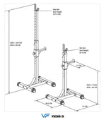 VIKING FITNESS BR-25 squat stands and barbell rack with sturdy metal construction and adjustable support for weightlifting.