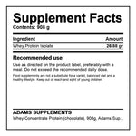 ADAMS SUPPLEMENTS chocolate whey concentrate protein powder, 908 g tub	RTLU