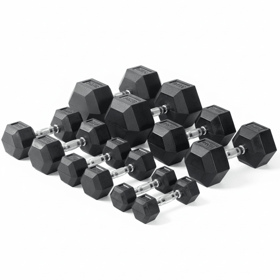 Viking Fitness VIKING PROFESSIONAL hexagon dumbbell for strength training, black cast iron with hexagon shape for stability.