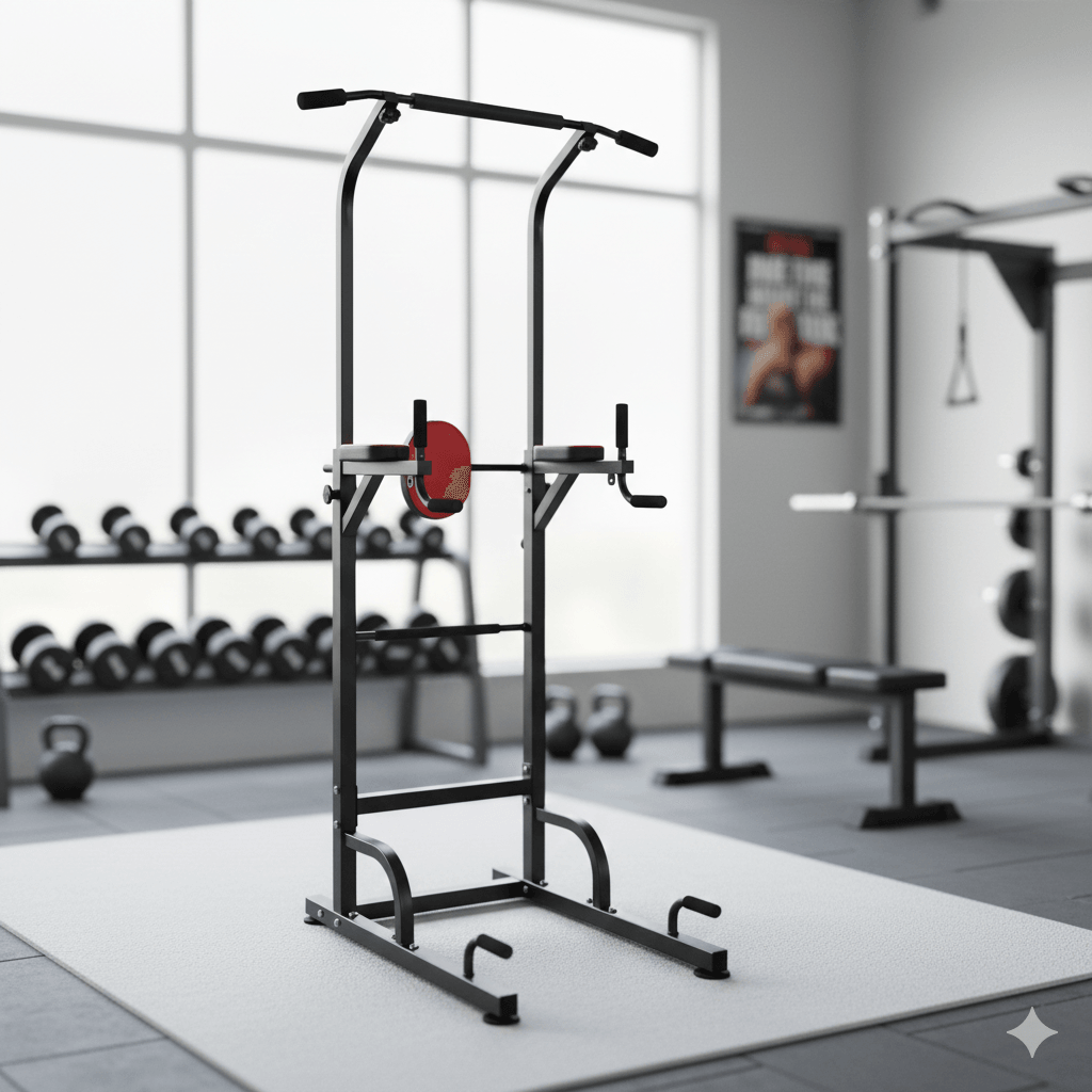 VIKING FITNESS DS-22 Power Tower with pull-up bar, dip station, and Roman chair for strength training and bodyweight exercises