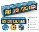 Hand-painted teal ceramic storage chest with four drawers, decorative home decor by GREEN LIFE WORLD for organization and style.