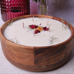 Homemade Soy Wax Candle in Wooden Bowl - Velarte - GREEN LIFE CYPRUS