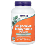 MKSTAVRINOS NOW Foods Magnesium Bisglycinate Powder supplement in 8 oz container, showing the powder and packaging details.