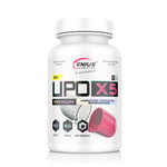 Genius Nutrition LIPO-X5 supplement bottle with 60 capsules, featuring a sleek label design and supplement branding.