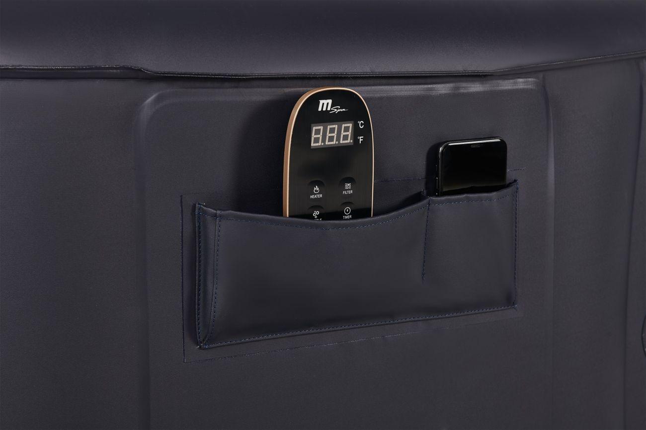 VIKING FITNESS MSpa Aurora Urban Series round hot tub with LED lighting, designed for six persons, featuring bubble spa jets.