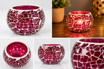 Magenta mosaic glow candle holder from GREEN LIFE WORLD, a stylish home decor piece with colorful glass mosaic design.