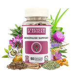 Menopause Support supplement by Strength & Spices, 60 capsules featuring herbs and spices for hormonal balance and relief.