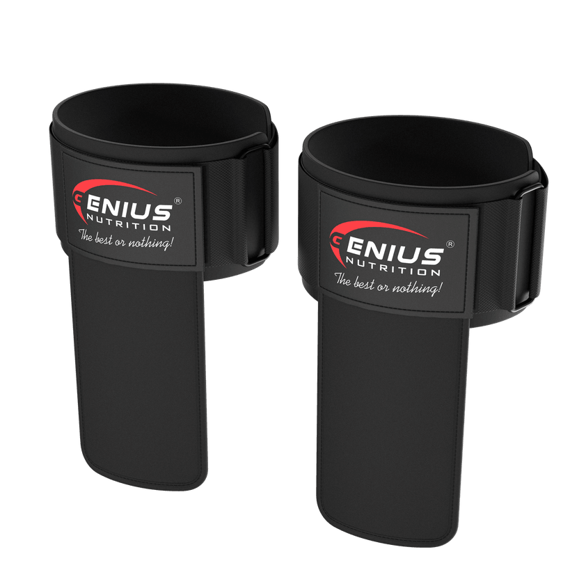 Black BENZI INCHEIETURI grip pads from Genius Nutrition, compact and durable for secure workout grip and hand protection.