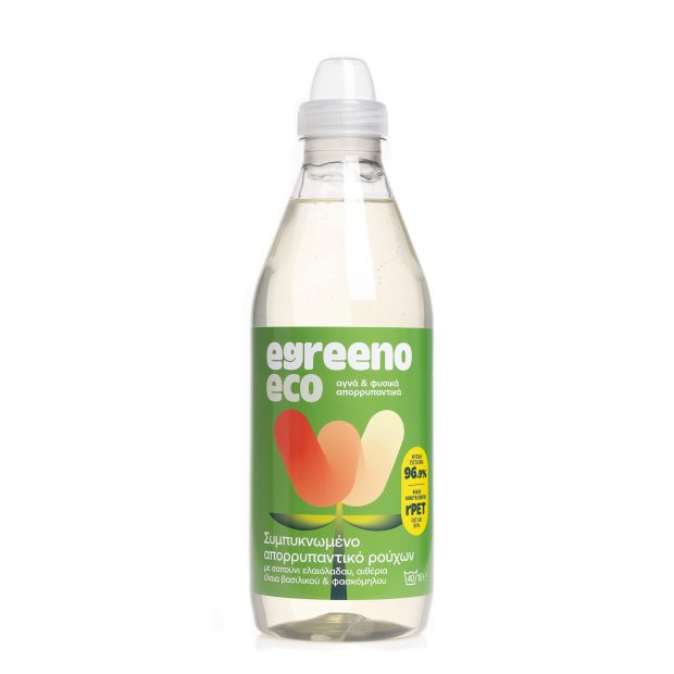 Egreeno Eco concentrated laundry detergent 1L bottle with olive oil soap and essential oils, suitable for 40 washes