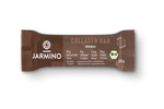 Jarmino Organic Collagen Bar in Chocolate Brownie flavor, high-protein snack, 55g, showing the bar with chocolate and brownie textures.