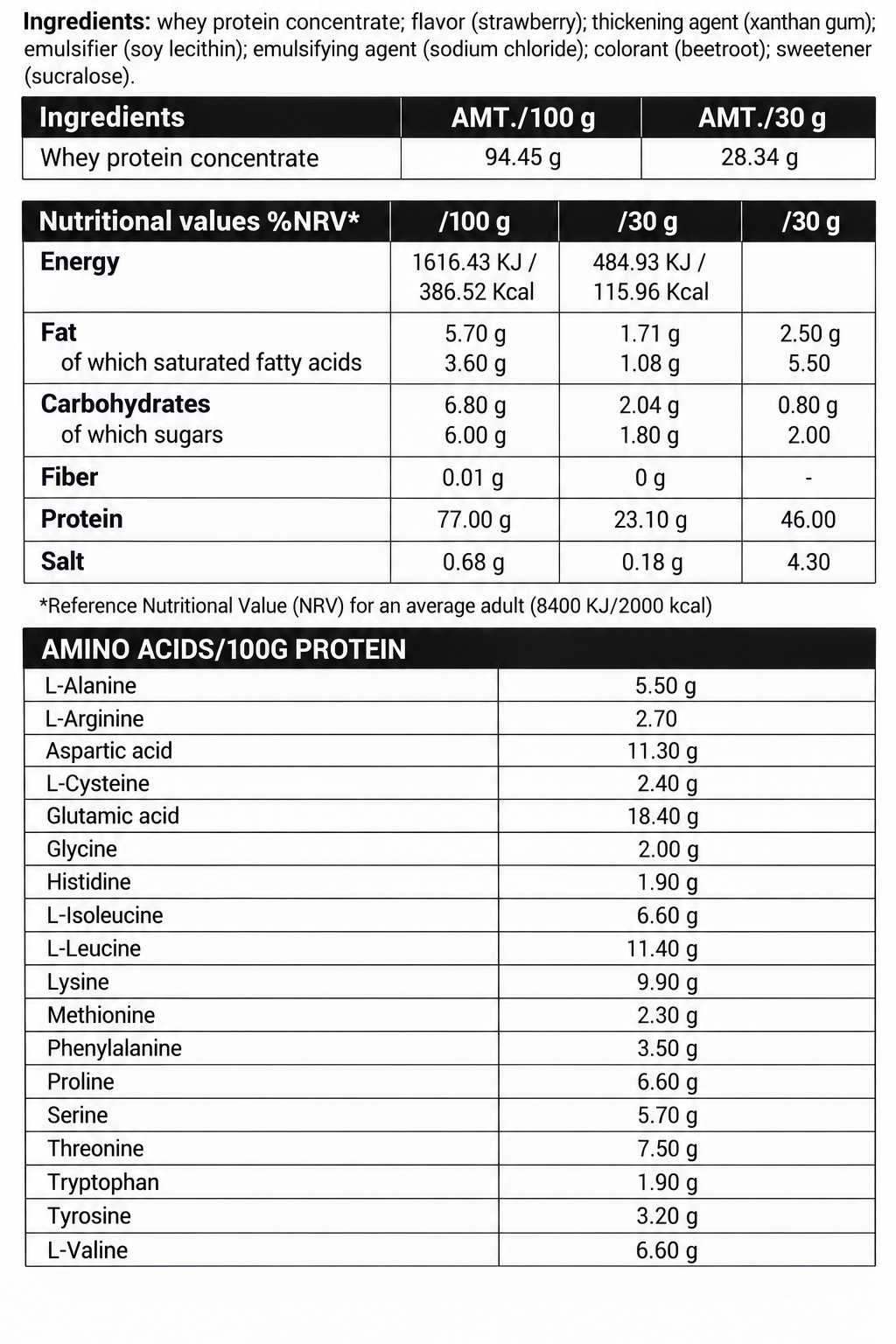 ADAMS SUPPLEMENTS strawberry whey concentrate protein powder, 908 g tub