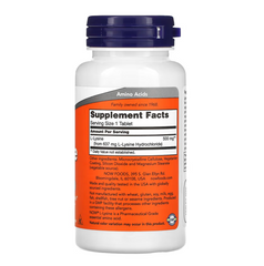 NOW Foods, L-Λυσίνη, 500 mg, 100 Δισκία 