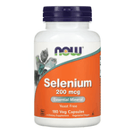 MKSTAVRINOS NOW Foods Selenium supplement with 200 mcg in 180 vegetarian capsules, dietary supplement for immune support.