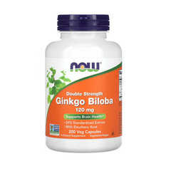 NOW Foods, Ginkgo Biloba, Double Strength, 120 mg, 200 Veg Capsules