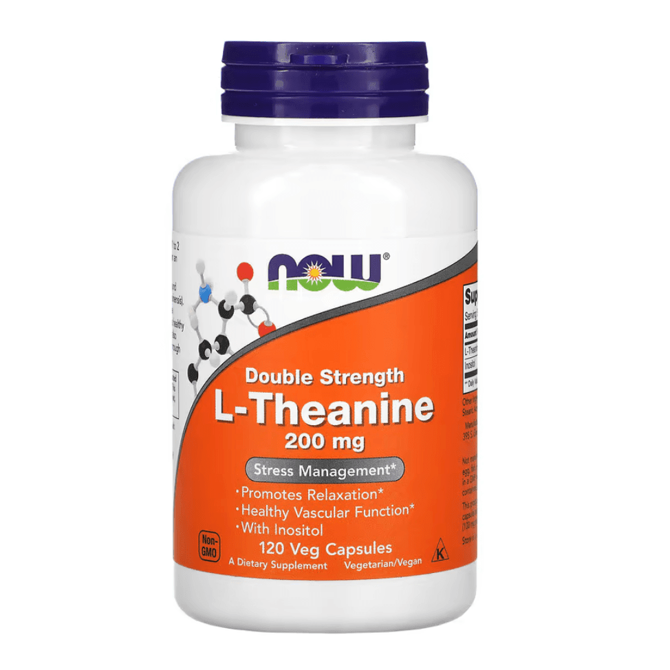 Old Products L-Theanine supplement capsules, 200 mg, 120 vegetarian capsules for relaxation and focus.