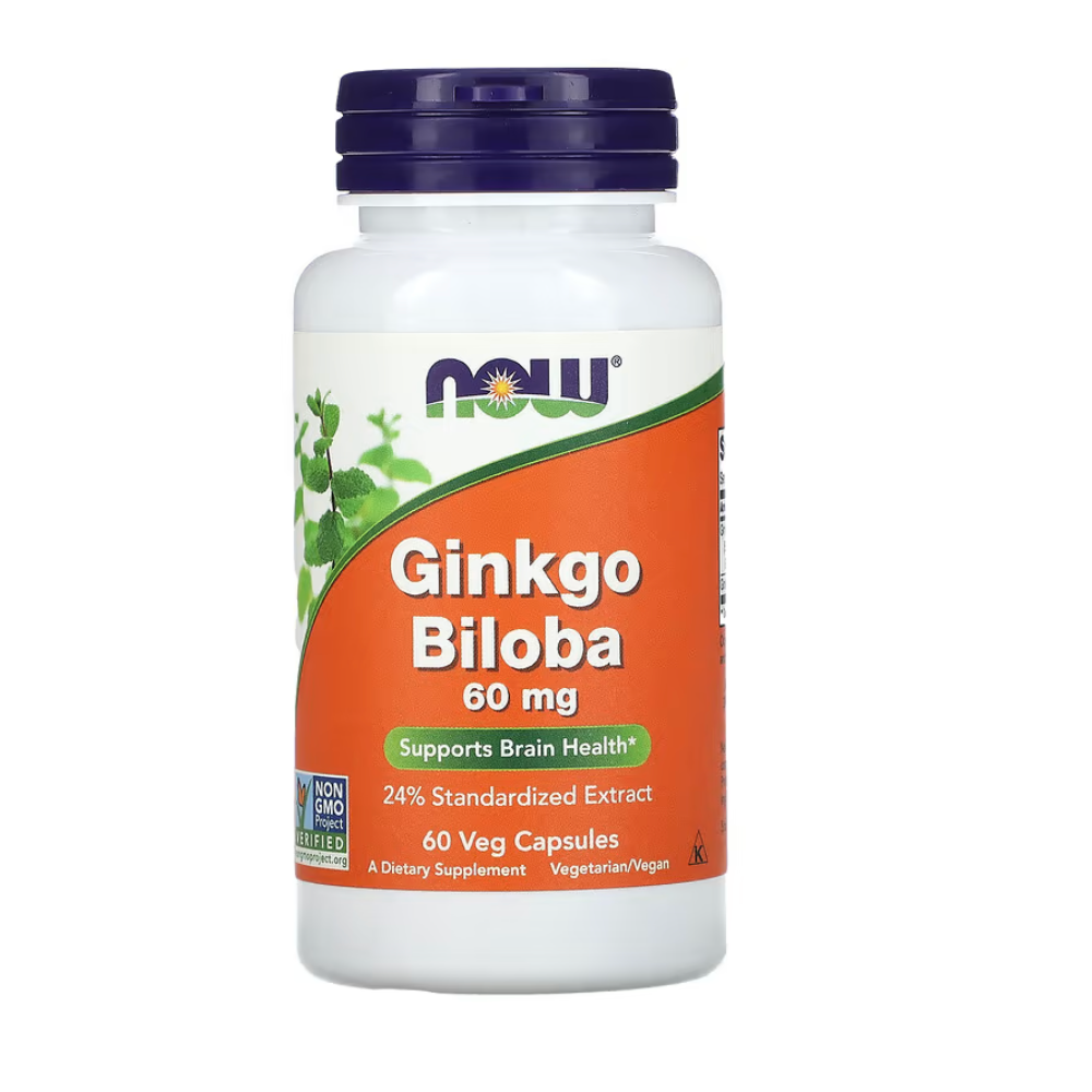 NOW Foods, Ginkgo Biloba, Double Strength, 60 mg, 50 Veg Κάψουλες