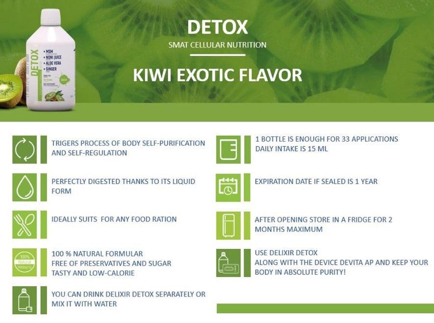 Screenshot of DETA ELIS DeLixir Detox supplement packaging, featuring the supplement bottle with label details.