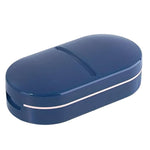 White portable 2-in-1 pill cutter and organizer from TEMU, featuring compact design and easy-to-use functionality.