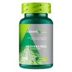 Bottle of Adams Supplements Resveratrol 50mg capsules, dietary supplement for health and wellness, 90 count.