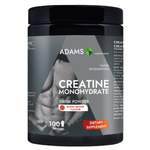 Container of Adams Supplements creatine monohydrate supplement powder in a 400g jar, with label and scoop included.