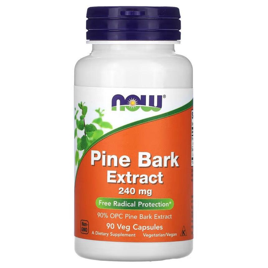 MKSTAVRINOS NOW Foods Pine Bark Extract supplement in 90 vegetarian capsules, 240 mg for antioxidant support.