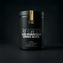Athlete Fuel REGEN supplement container with 30 servings, displayed in a studio setting on a neutral background.
