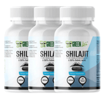Green Life Cyprus Shilajit supplement in 90 veggie caps, showcasing green capsules with Himalayan power for natural health support.