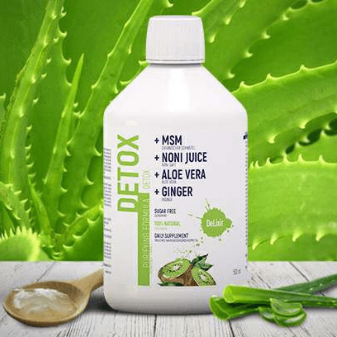 DeLixir Detox supplement bottle by DETA ELIS with label and cap, dietary supplement for detoxification and wellness.