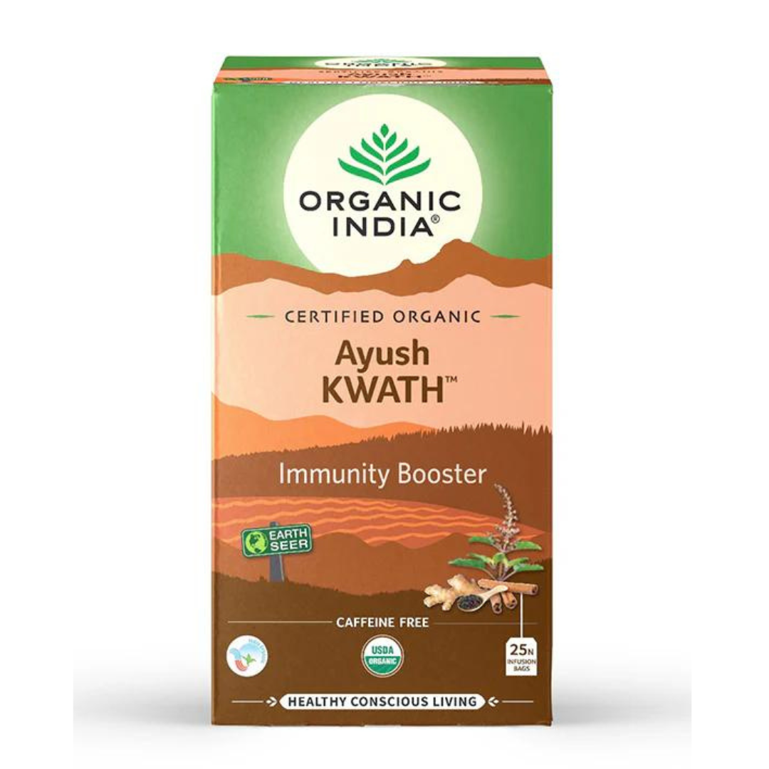 Organic India, BIO Tulsi Ayush Kwath Tea, Χωρίς Καφεΐνη, 25 σακουλάκια έγχυσης 