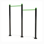 Viking Fitness uneven bars for strength training and gymnastics, featuring sturdy metal construction and adjustable height.