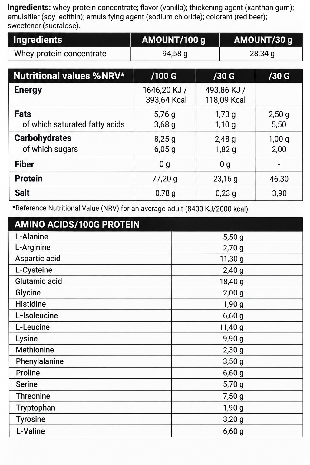 ADAMS SUPPLEMENTS Whey Concentrate Protein vanilla powder 908 g container