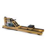 Assembled Viking Fitness Wooden Water Rower RM03 showing a polished wooden frame and water resistance mechanism for smooth rowing exercise.