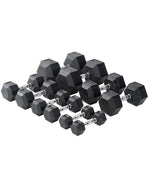 Viking Fitness professional hex dumbbell with rubber coating for strength training and weightlifting workouts.