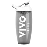 White 550ml Vivo Life shaker bottle with a screw-on lid and mixing ball, designed for fitness and supplement drinks.
