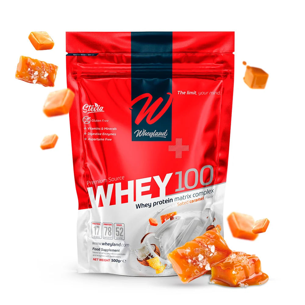 WheyLand WHEY100 whey protein concentrate complex salted caramel 500 g | 30 g per serving