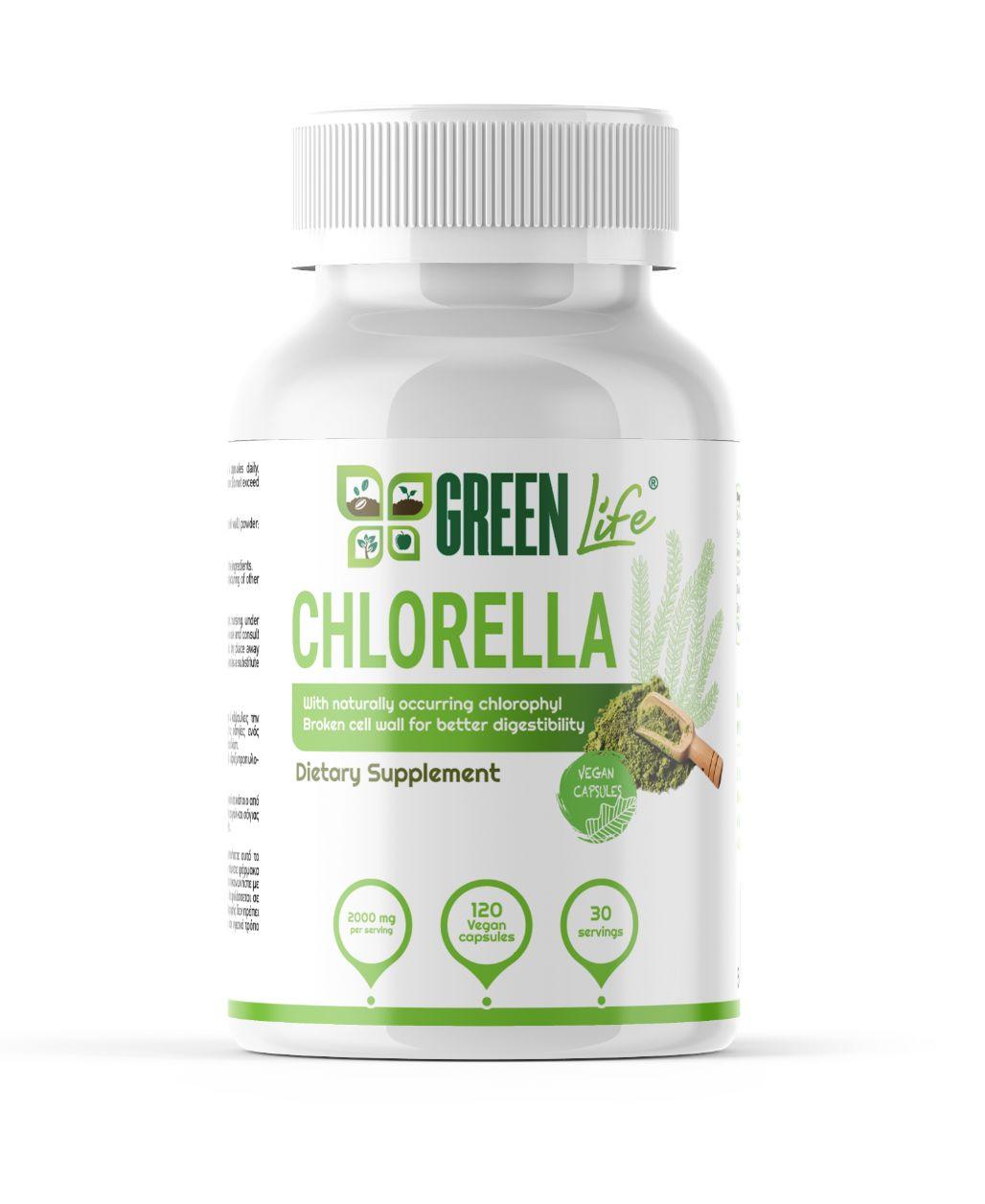 Green Life Cypruss Green Life Chlorella vegan capsules for daily detox, 2000mg, 120 capsules, natural supplement for wellness