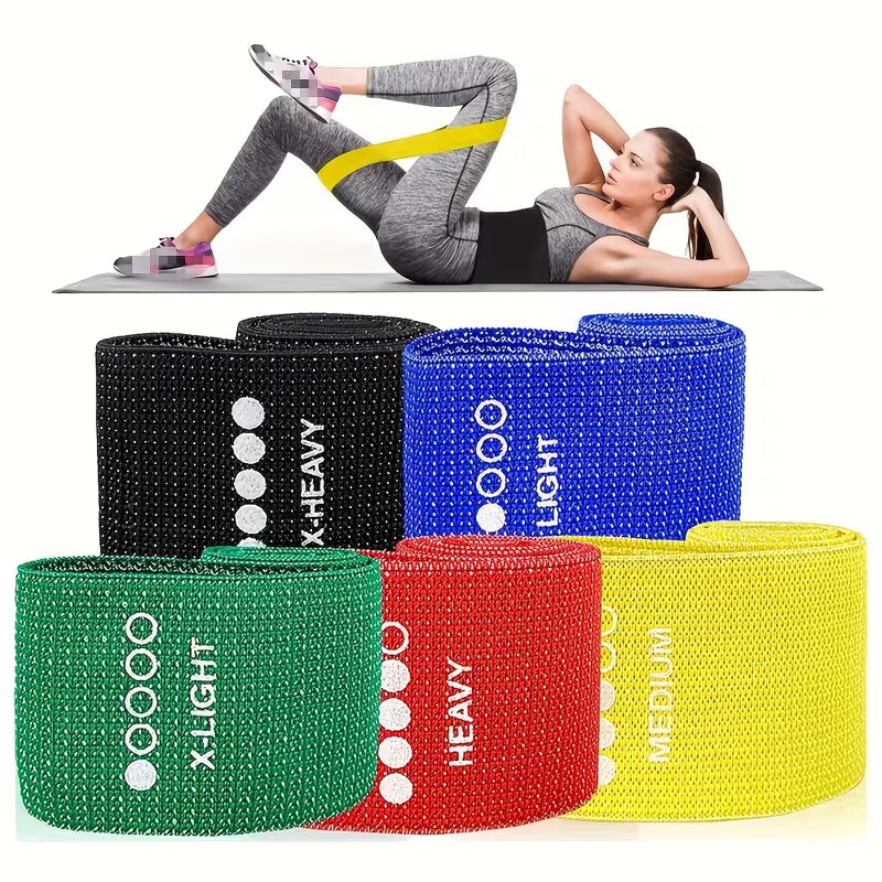 Set of four vibrant TEMU resistance bands for full-body workouts, stretching, and home gym fitness routines.